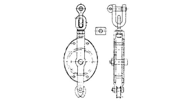 GUY BLOCK GALV. 1-SHEAVE 6" for rope 24mmSWIVEL EYE, Price for 1, IMPA 231573, ISSA 4311104, Weight 3.40Kg HS Code: 84835020 Origin: CHINA