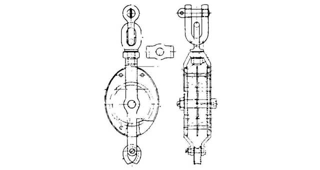 GUY BLOCK GALV. 2-SHEAVE 6" for rope 24mmSWIVEL EYE, Price for 1, IMPA 231574, ISSA 4310204, Weight 5.50Kg HS Code: 84835020 Origin: CHINA