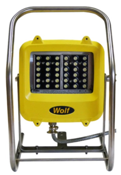 Wolf WF-300XL, ATEX LED Floodlite. 230 V, with 10 m cable, Linkable, Price Per PCE, HS-Code 8512200040, Origin XU, IMPA 331906, Weight 7.3Kg, Wolf Safety, Quality A