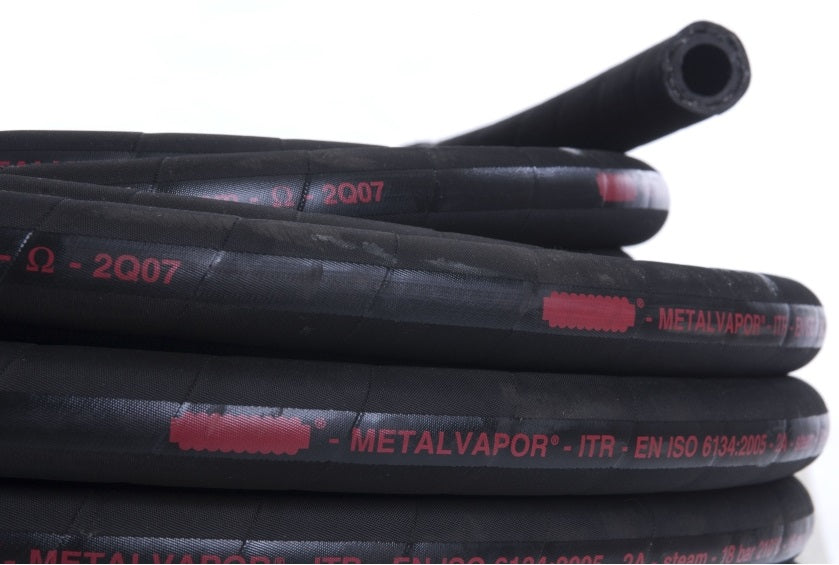 STEAMHOSE 7 BAR 75 MM 93 MM 50 MTR 170°C RUBBER , Price per METRE , Country Of Origin : TR , HS Code: 40093100 , Net Weight: 2 , IMPA - 350259 - ISSA