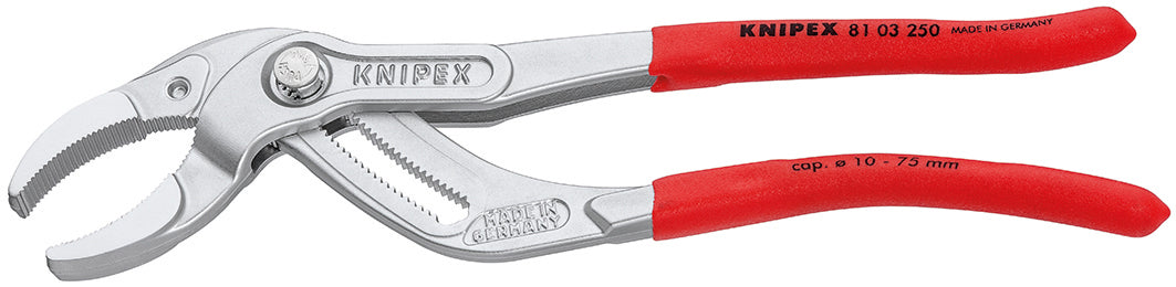 PLIER GRIPPING FOR PLASTIC PIPE cap.25-80mm KNIPEX, Price for 1, IMPA 611635, ISSA , Weight 0.26Kg HS Code: 82032000 Origin: GERMANY