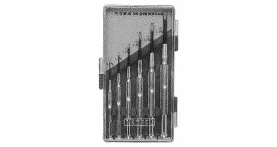 SCREWDRIVER SET WATCHMAKER TYPE SLOTTED, Price for 1, IMPA 612411, ISSA 5740101, Weight 0.10Kg HS Code: 82054000 Origin: CHINA