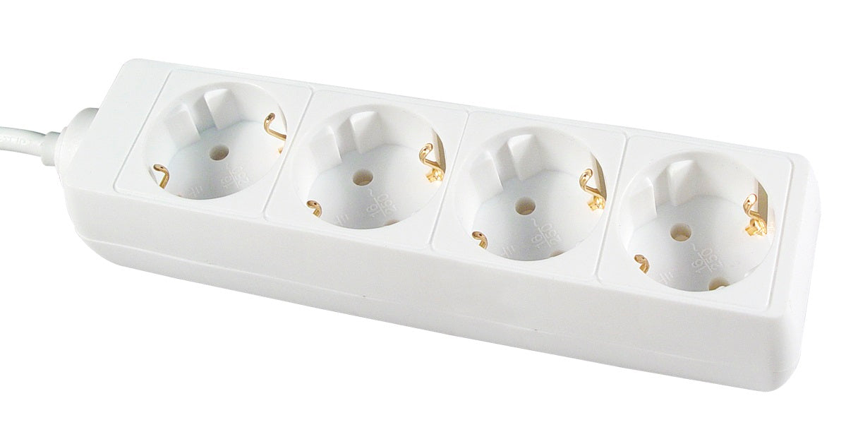 RECEPTACLE 4WAYS EUROPEAN PLUG, 2 ROUND PINS W/3MTR CORD W/SWTICH, Price Per PCE, IMPA 792967, ISSA , KERGER NR. - EC Nr - Kloska2 386564 178186 , Origin CN, HS CODE 85366990