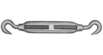 TURNBUCKLE STEEL GALVANISED OPEN TYPE  M8x125 HOOK-HOOK, Price for 1, IMPA 230562, ISSA , Weight 0.12Kg HS Code:  73269098 Origin:  CHINA