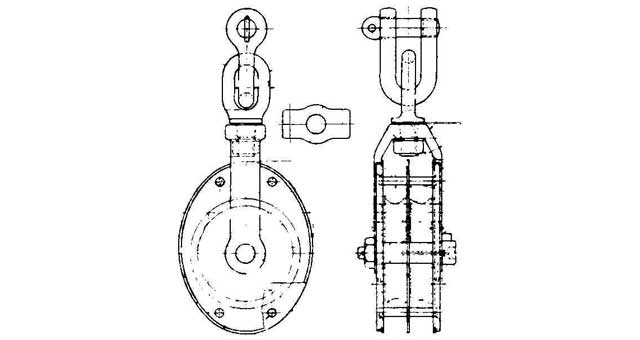 GUY BLOCK GALV. 2-SHEAVE 6" for rope 24mmSWIVEL EYE, Price for 1, IMPA 231572, ISSA , Weight 5.50Kg HS Code:  84835020 Origin:  CHINA
