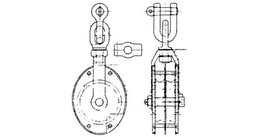GUY BLOCK GALV. 2-SHEAVE 6" for rope 24mmSWIVEL EYE, Price for 1, IMPA 231572, ISSA , Weight 5.50Kg HS Code:  84835020 Origin:  CHINA