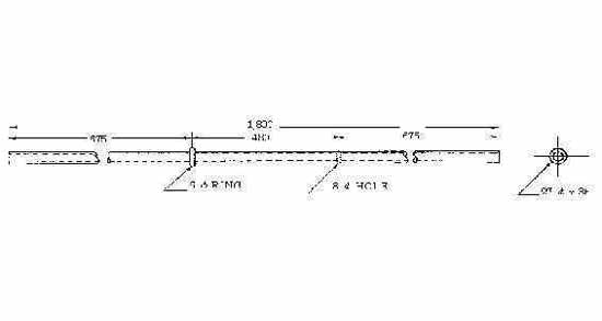 Aluminium spreader 1800x115x27 mm, complete with 4 haerts, Price per PCS, IMPA 232024, HS Code 76109000, Origin NL, Weight 2.46Kg