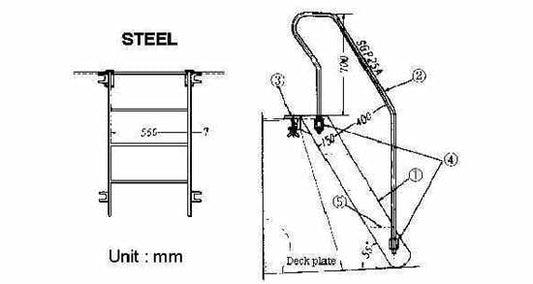 Bulwark complete with class certificates conform ISO 10474:1992, Price per PCS, IMPA 232067, HS Code 76109090, Origin NL, Weight 12.00Kg