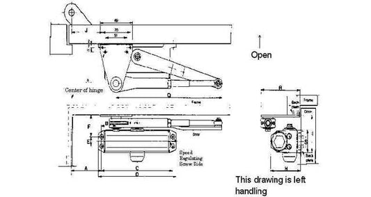 DOOR CLOSER PARALLEL TYPE max.weight  40kg. O.H.M., Price for 1, IMPA 490631, ISSA , Weight 1.53Kg HS Code:  83026000 Origin:  CHINA