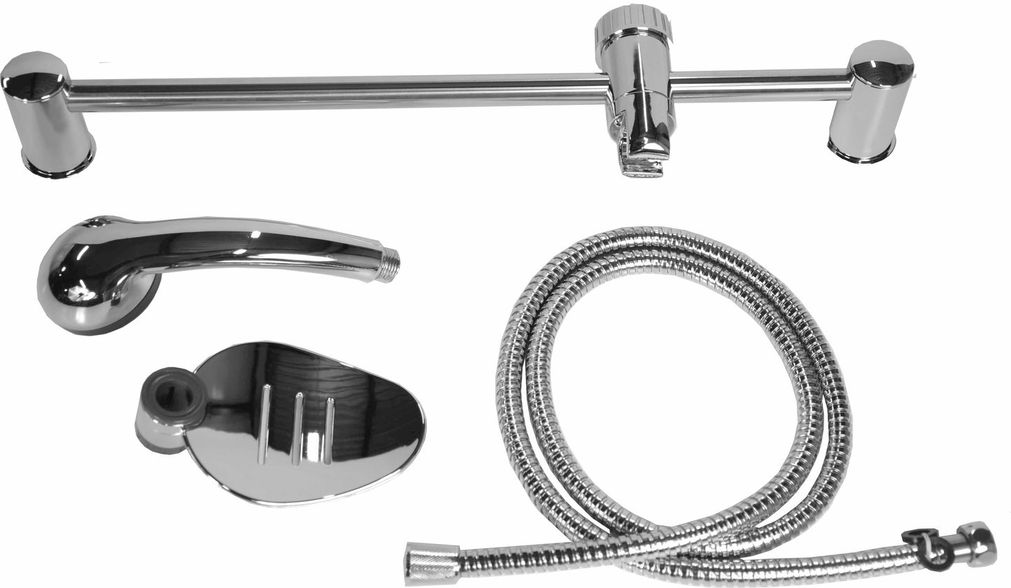 SHOWER SET 1/2" RAIL, HAND SHOWER, HOSE, TRAY WATERLINE , Price per PIECE , Country Of Origin : CN , HS Code: 39229000 , Net Weight: 1 , IMPA - 531802 - ISSA  - 3906701 - 3906705 - 3907101 - 3907105