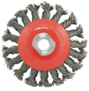 Conical Wheel Brush, knot type (plaited), Diameter 100 mm, M14 thread, stainless steel, IMPA 592077, Price Per PCE, HS-Code 9603500000, Origin CN, IMPA 592077, Weight 0.235Kg, TETRA, Quality B