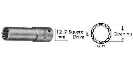 TETRA 12-point deep socket 13 mm for impact wrench 1/2" (12,7 mm), Length 78mm, IMPA 610379, Price Per PCE, HS-Code 8467920000, Origin CN, IMPA 610379, Weight 0Kg, TETRA, Quality B