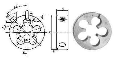 ROUND DIE High Speed Steel BSPT1/8" x 28, Price for 1, IMPA 632022, ISSA , Weight 0.08Kg HS Code:  82074030 Origin:  JAPAN