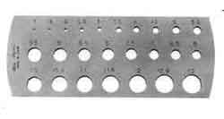 DRILL GAUGE 0,1-10mm 100 holes by 0,1mm, Price for 1, IMPA 650652, ISSA 6101301, Weight 0.10Kg HS Code:  90142080 Origin:  GERMANY