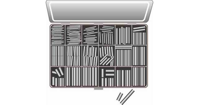 DOWEL PIN KIT-PARALLEL TYPE STEEL 2-6mm  (187pcs), Price for 1, IMPA 695651, ISSA , Weight 1.06Kg HS Code:  73182400 Origin:  NETHERLANDS