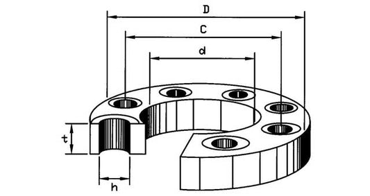 SLIP-ON WELDING FLANGE 20 MM PN16 105 MM STEEL 75 MM DIN 2576 14 MM 4 , Price per PIECE , Country Of Origin : CN , HS Code: 84818073 , Net Weight: 0.72 , IMPA - 735553 - ISSA