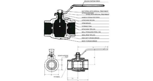 BALL VALVE BRASS female threaded BSP 3/8", Price for 1, IMPA 752401, ISSA 6917652, Weight 0.10Kg HS Code:  84818081 Origin:  CHINA