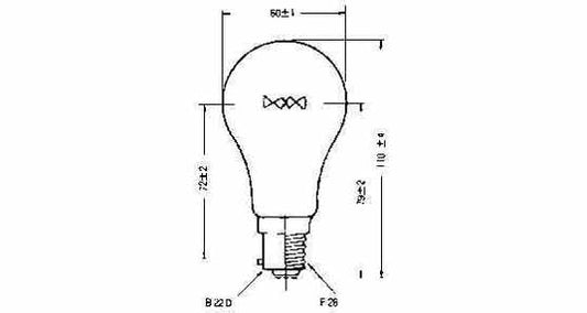 LAMP NAVIGATION B22, 220V 65W, Price Per PCE, IMPA 790416, ISSA , KERGER NR. - EC Nr - Kloska2 103444 501384 , Origin CN, HS CODE 85392290