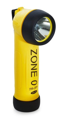 Wolf TR-35+, ATEX LED torch, certified for zone 0, angled model, Price Per PCE, HS-Code 8513100000, Origin XU, IMPA 792288, Weight 0.278Kg, Wolf Safety, Quality A
