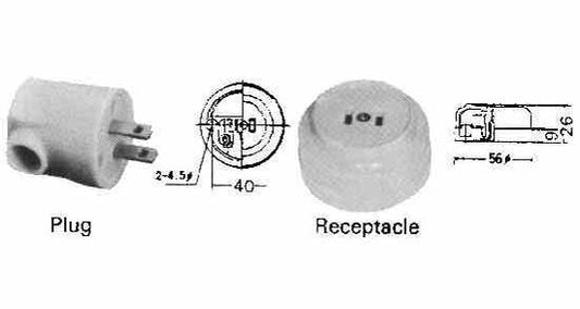 PLUG & RECEPTACLE 2-FLAT PIN, NON-WATERTIGHT PHENOL RESIN, Price Per SET, IMPA 792953, ISSA , KERGER NR. - EC Nr - Kloska2 , Origin CN, HS CODE 85366990